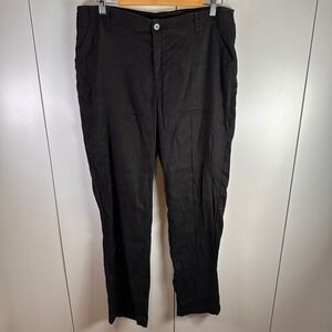 NYDJ‎ Womens Marilyn Straight Leg Black Linen Blend Pants Size 10